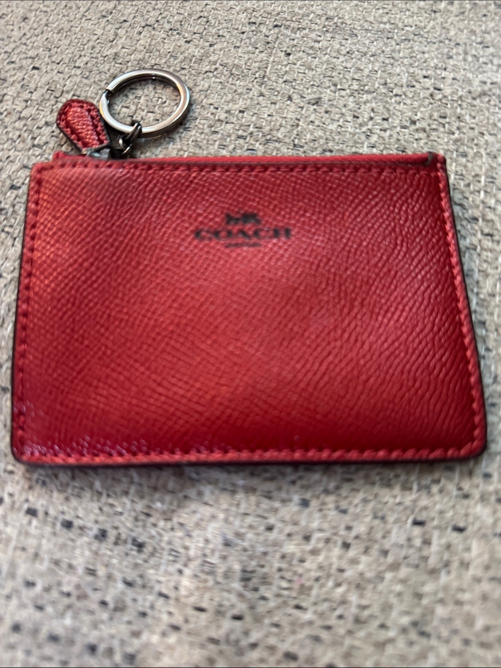 Coach Red Leather Cardholder Key Ring with ID Window - Picture 2 of 2